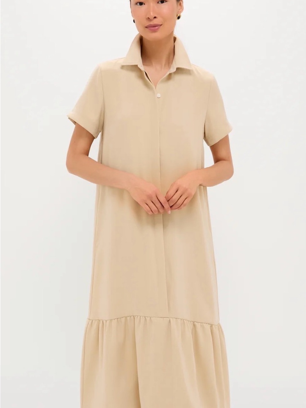 Tuckernuck Beige Short-Sleeve Maxi Shirt Dress